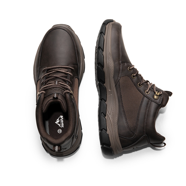 Men's Lightweight Vegan Leather Hiking Boots - DARK BROWN - 2